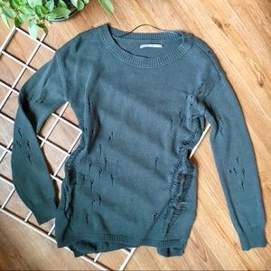Nordstrom Rubbish Green Distressed Sweater // Sz S